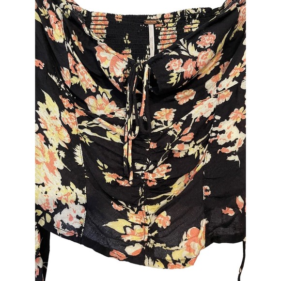 NEW Free People Hilary Printed Top Black Combo Women's Size XS Floral Sheer NWT - Picture 5 of 16